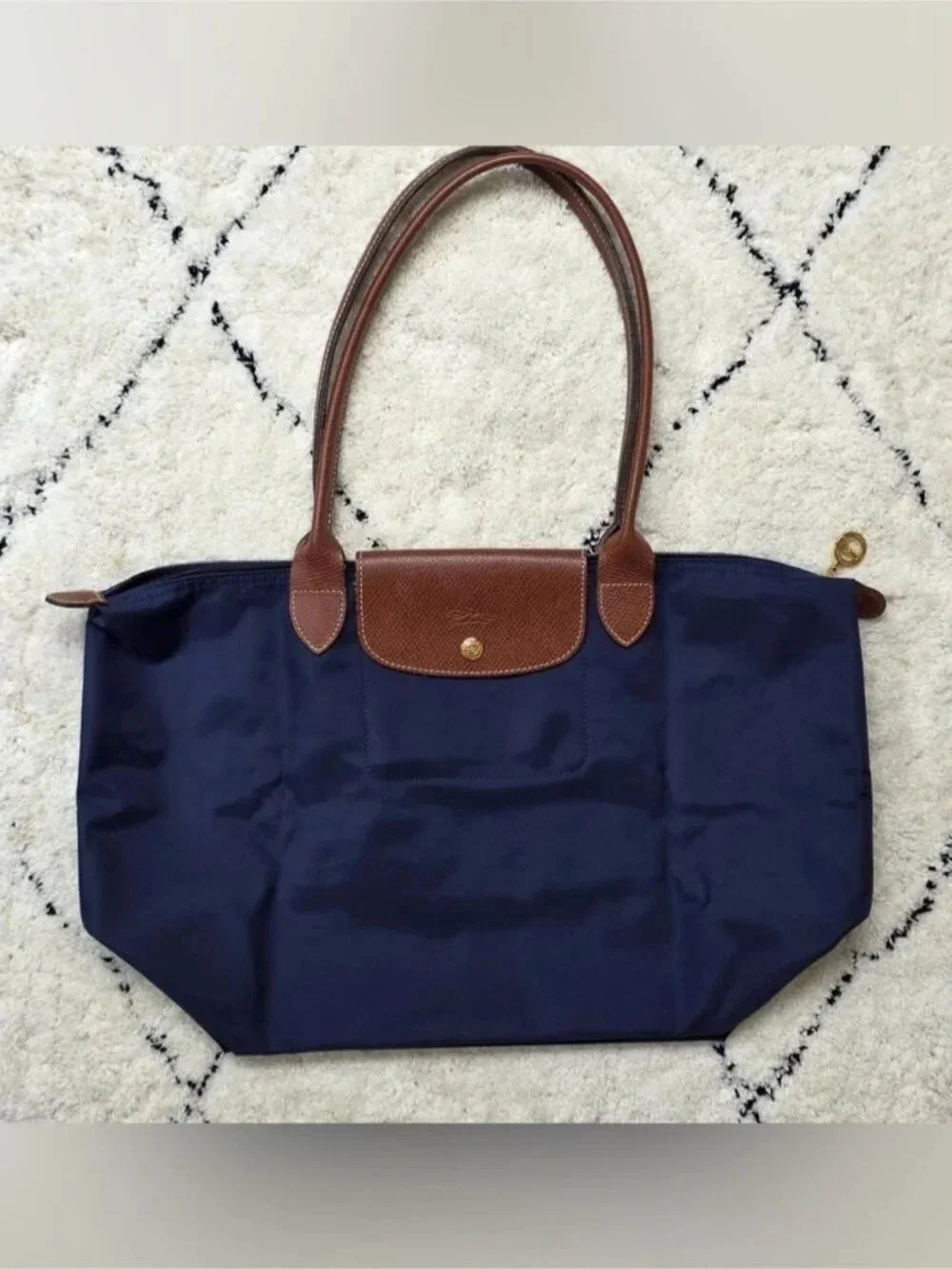 Longchamp Navy Blue Large Original Tote Bag